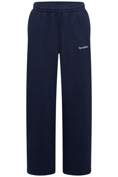 Serif Logo Embroidered Wide Sweatpant - Dark Navy