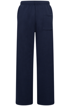 Serif Logo Embroidered Wide Sweatpant - Dark Navy