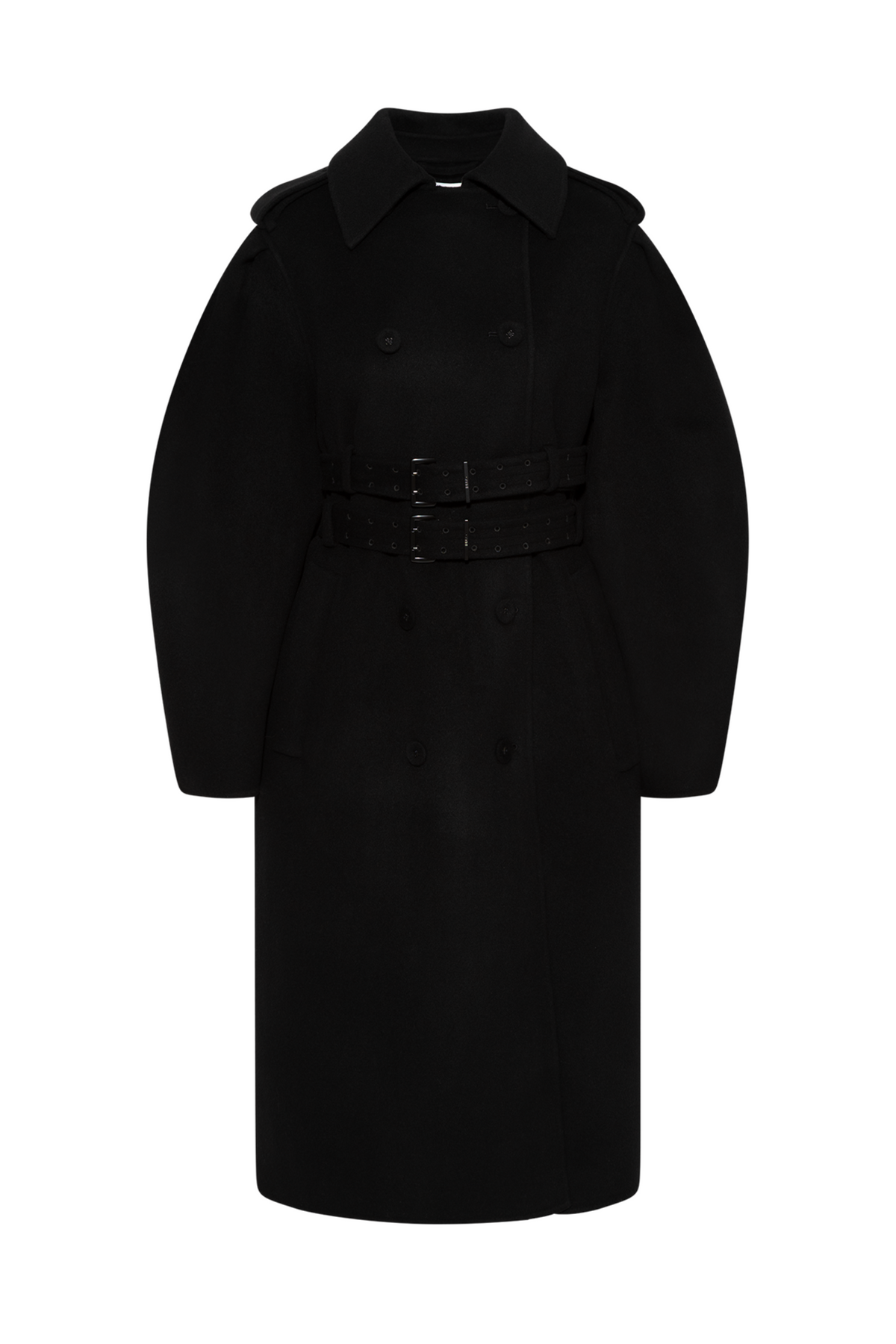 Splittable Wool Trench Coat - Black
