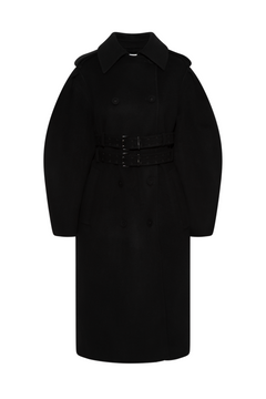 Splittable Wool Trench Coat - Black