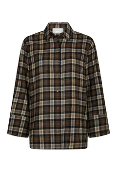 Dita Flannel Check Shirt - Dark Taupe
