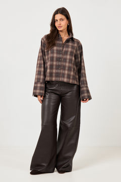 Jaylin Flannel Check Shirt - Dark Taupe