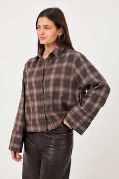 Jaylin Flannel Check Shirt - Dark Taupe