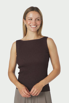 Talia Glitter Knit Top - Burgundy