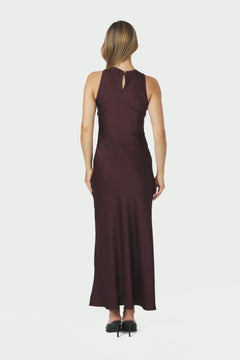 Celinie Heavy Sateen Dress - Burgundy