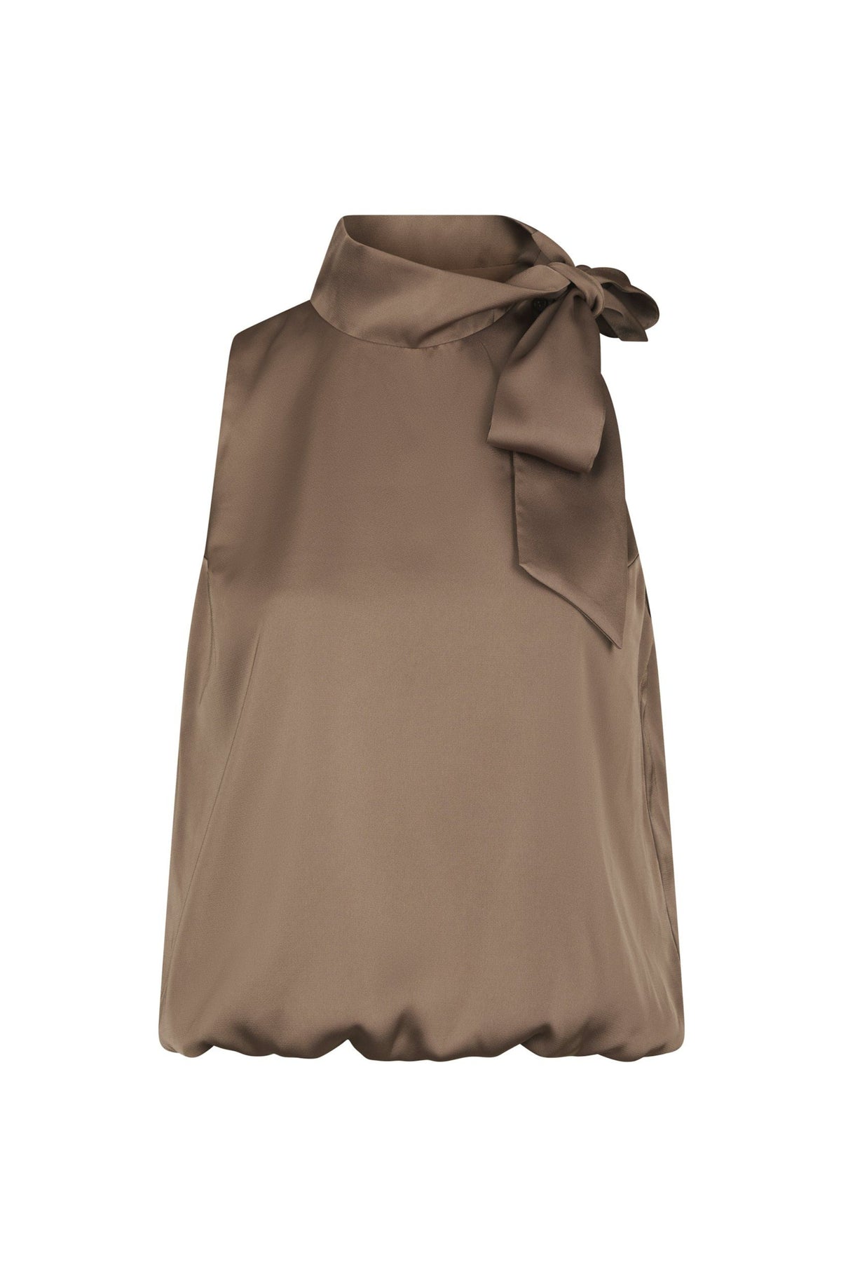 Veda Drapy Satin Top - Dark Taupe