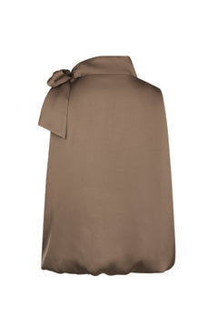 Veda Drapy Satin Top - Dark Taupe
