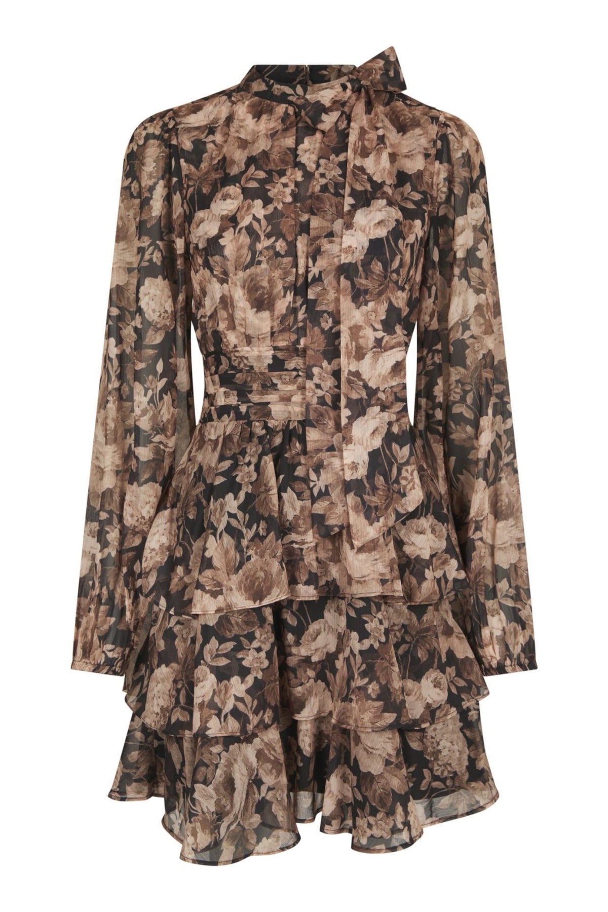 Mio Vintage Flower Dress - Black Sand