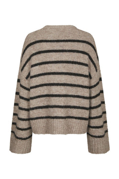 Roeme Fluffy Stripe Knit - Beige Melange