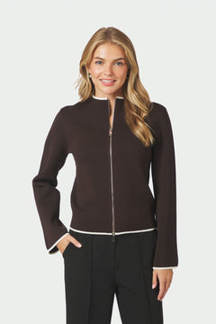 Quiana Two-Way Zip Knit - Dark Brown