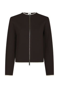 Quiana Two-Way Zip Knit - Dark Brown
