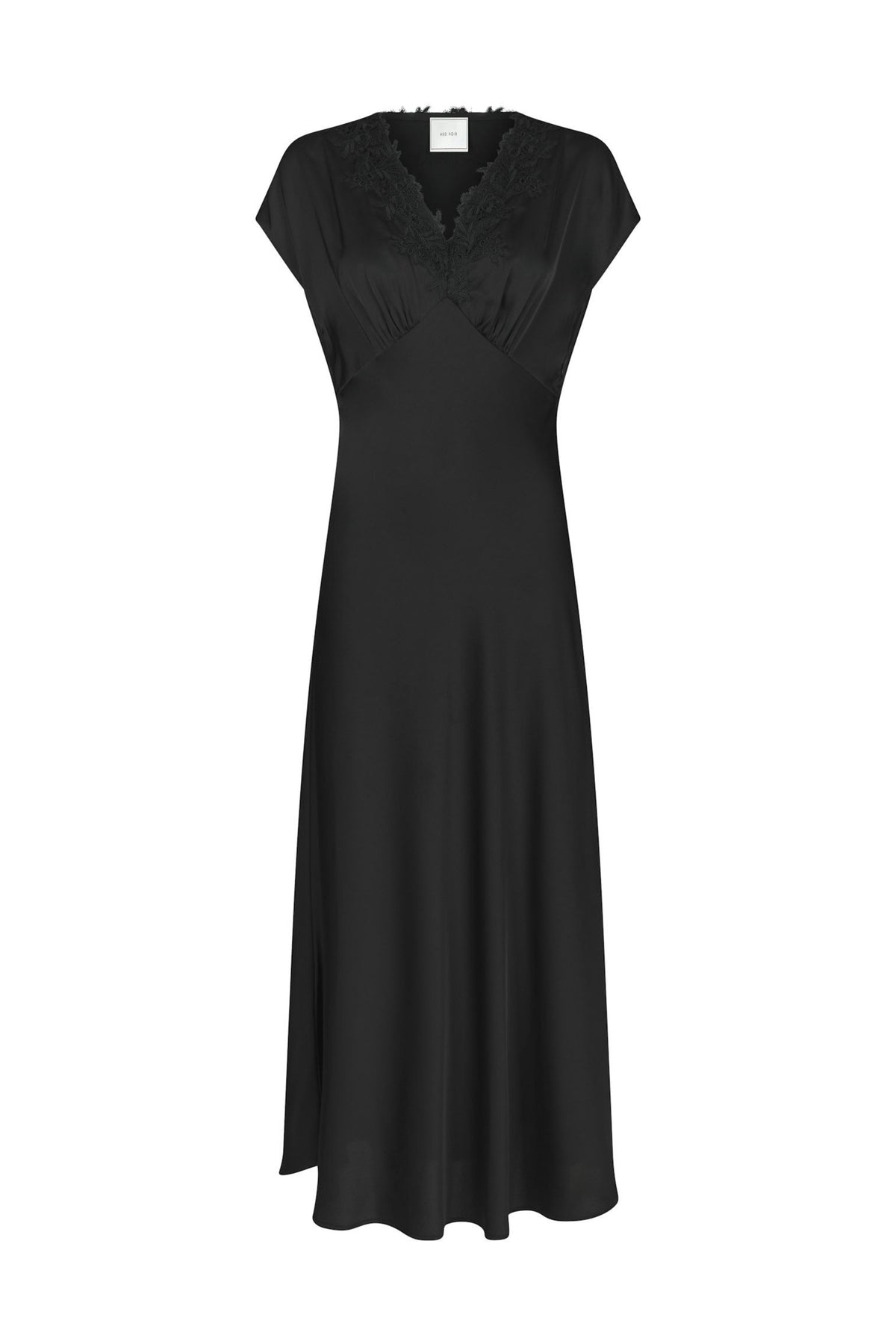 Clarita Drapy Sateen Dress - Black