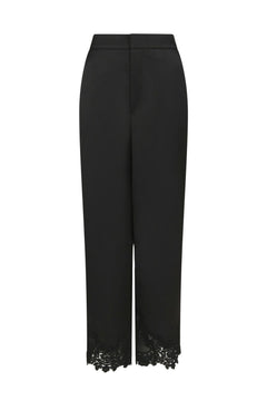 Emery Heavy Sateen Lace Pants - Black