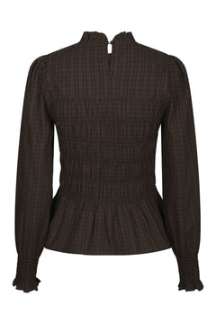 Possa Big Check Blouse - Brown Check