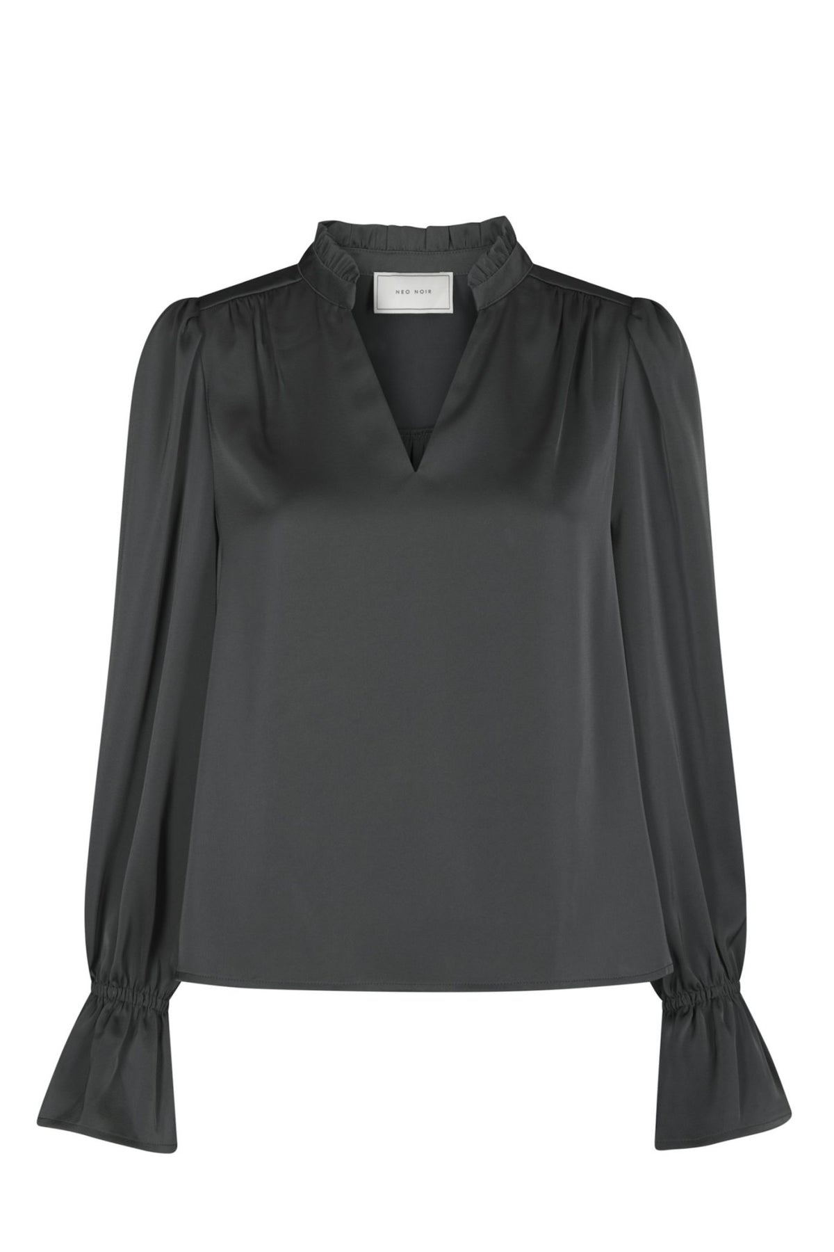 Amara Drapy Satin Blouse - Antracit