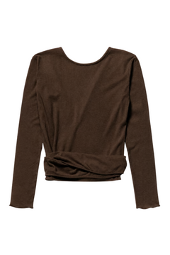 Basic Wrap Sweater - Hot Coffee