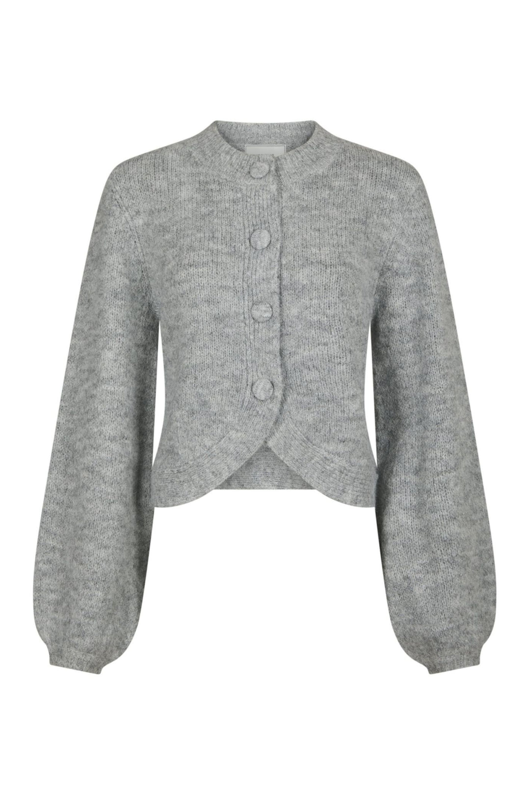 Gio Fluffy Knit Cardigan - Grey Melange