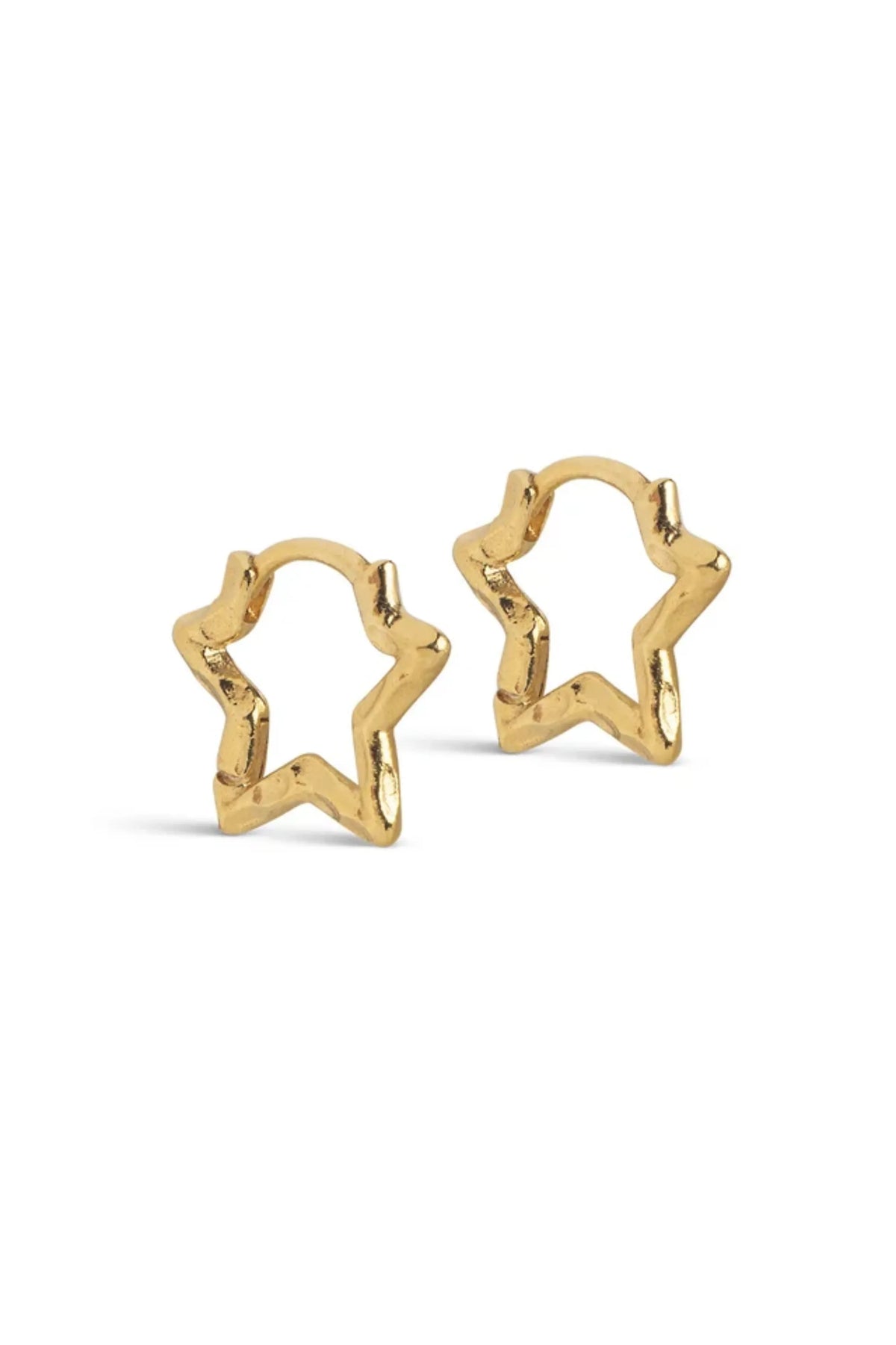 Organic Star Small Hoops - Gold Plated