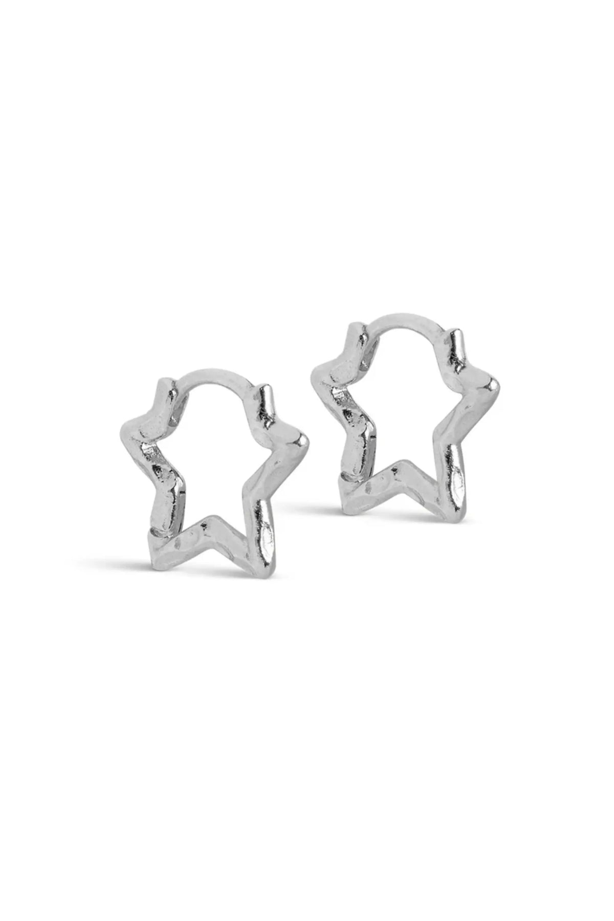 Organic Star Small Hoops - Silver Plated