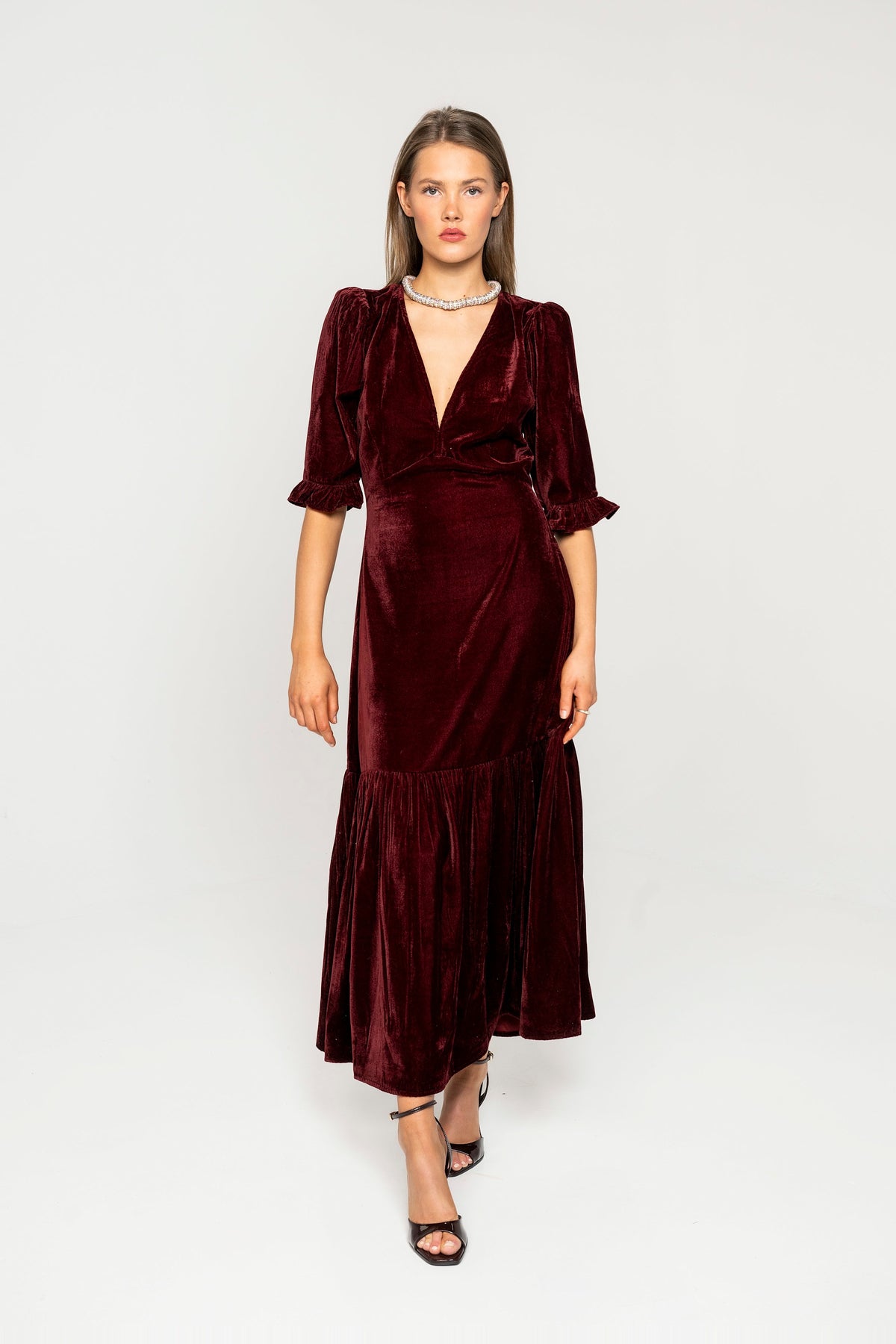 Ophelia Dress - Velvet Bordeaux
