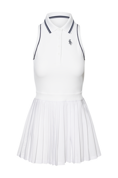 Src Pleated Polo Dress - White