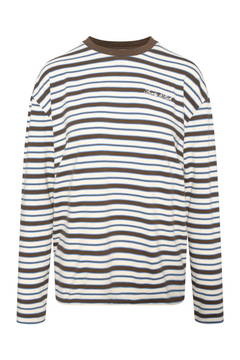 Signature Logo Easy Longsleeve - Brown Striped/Off White
