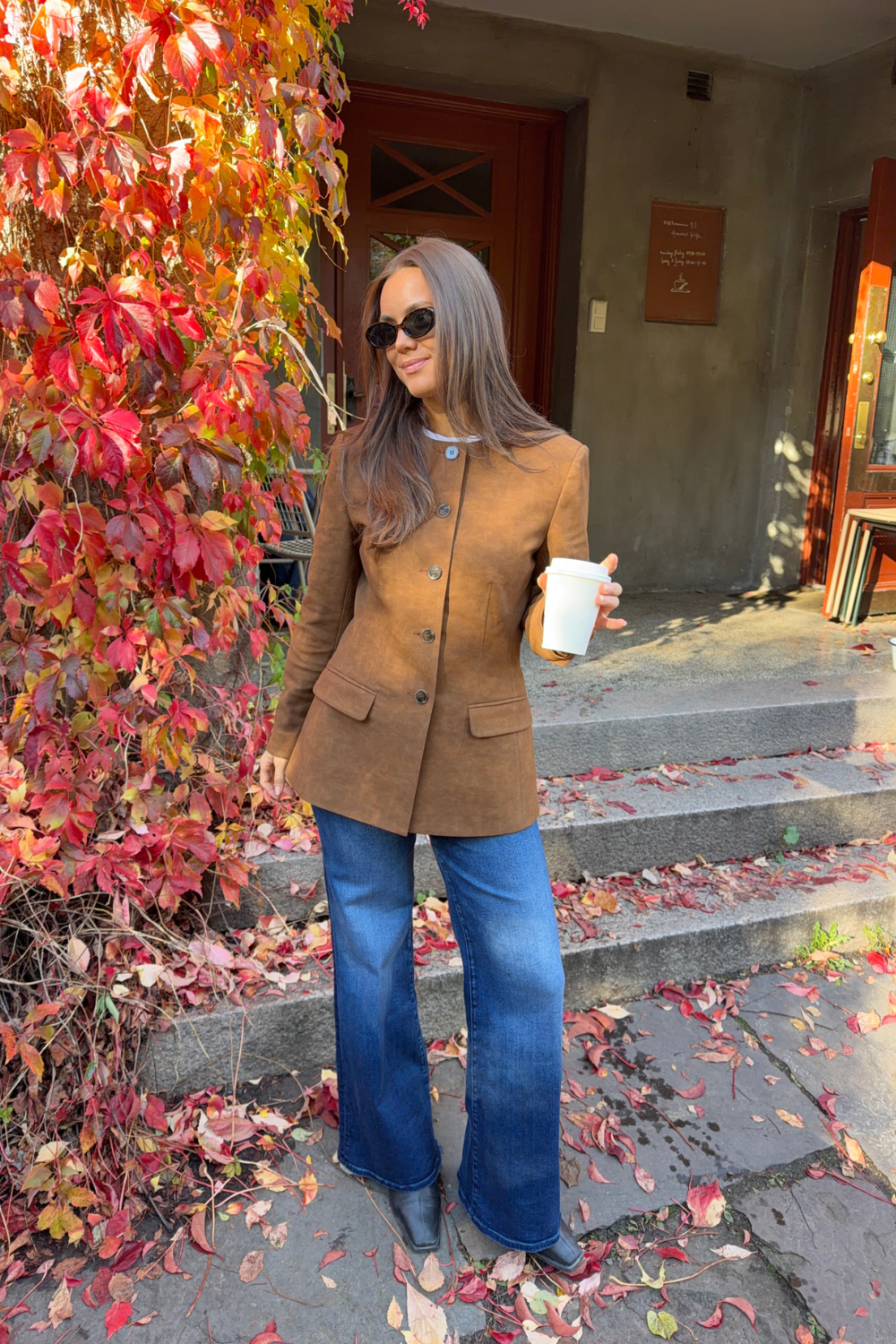 Belle Faux Suede Blazer - Camel