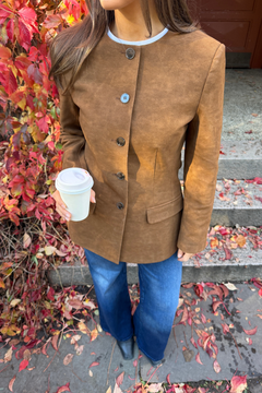 Belle Faux Suede Blazer - Camel