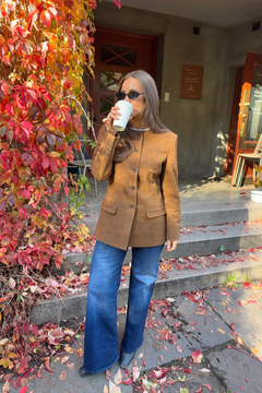 Belle Faux Suede Blazer - Camel
