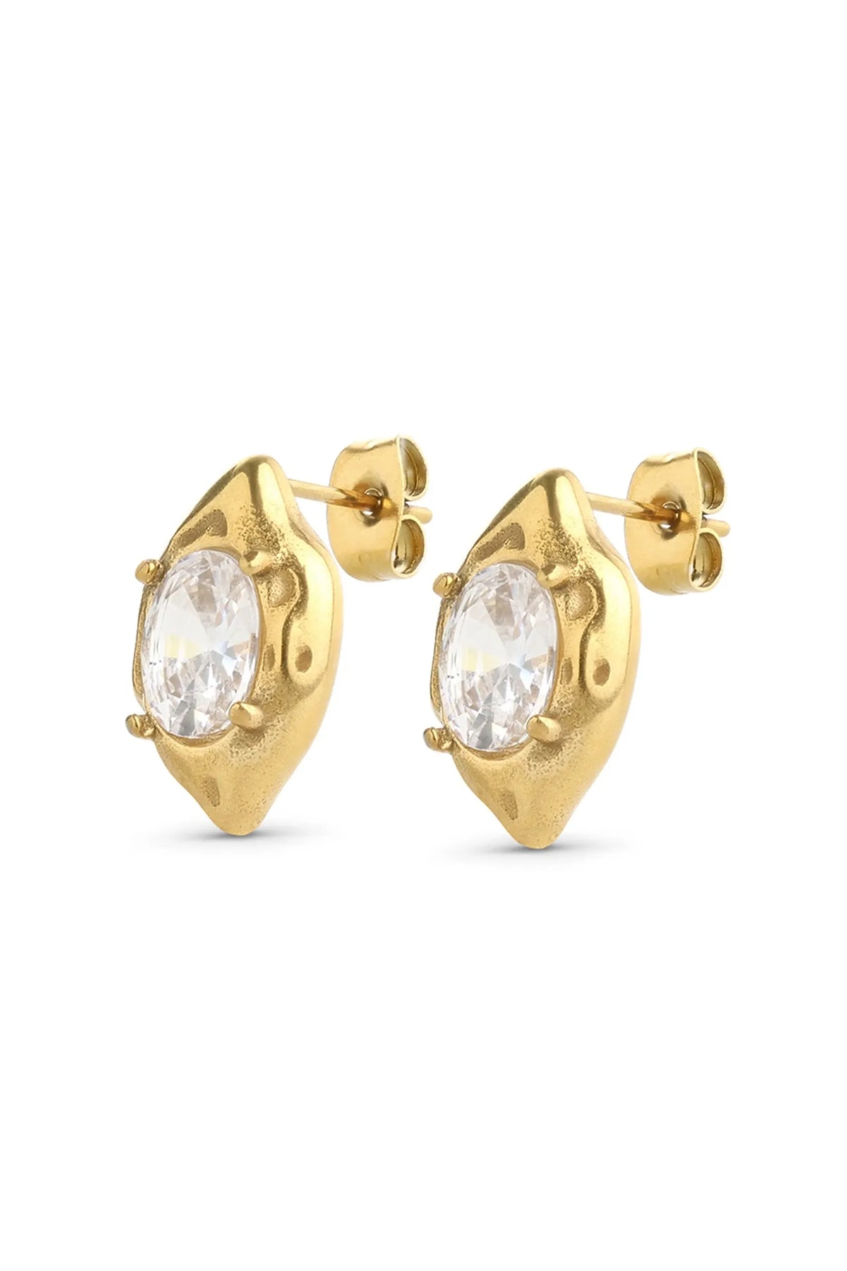 Azia Crystal Stud Earrings - Gold