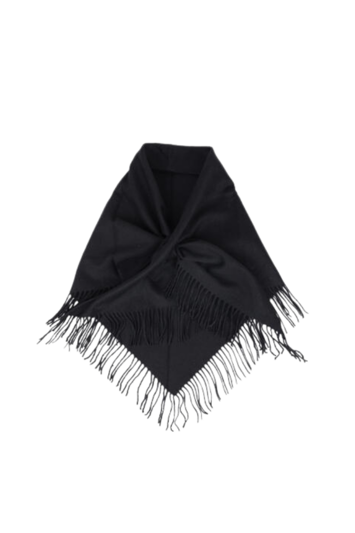 Oda Wool Triangle Fringe Scarf - Sort