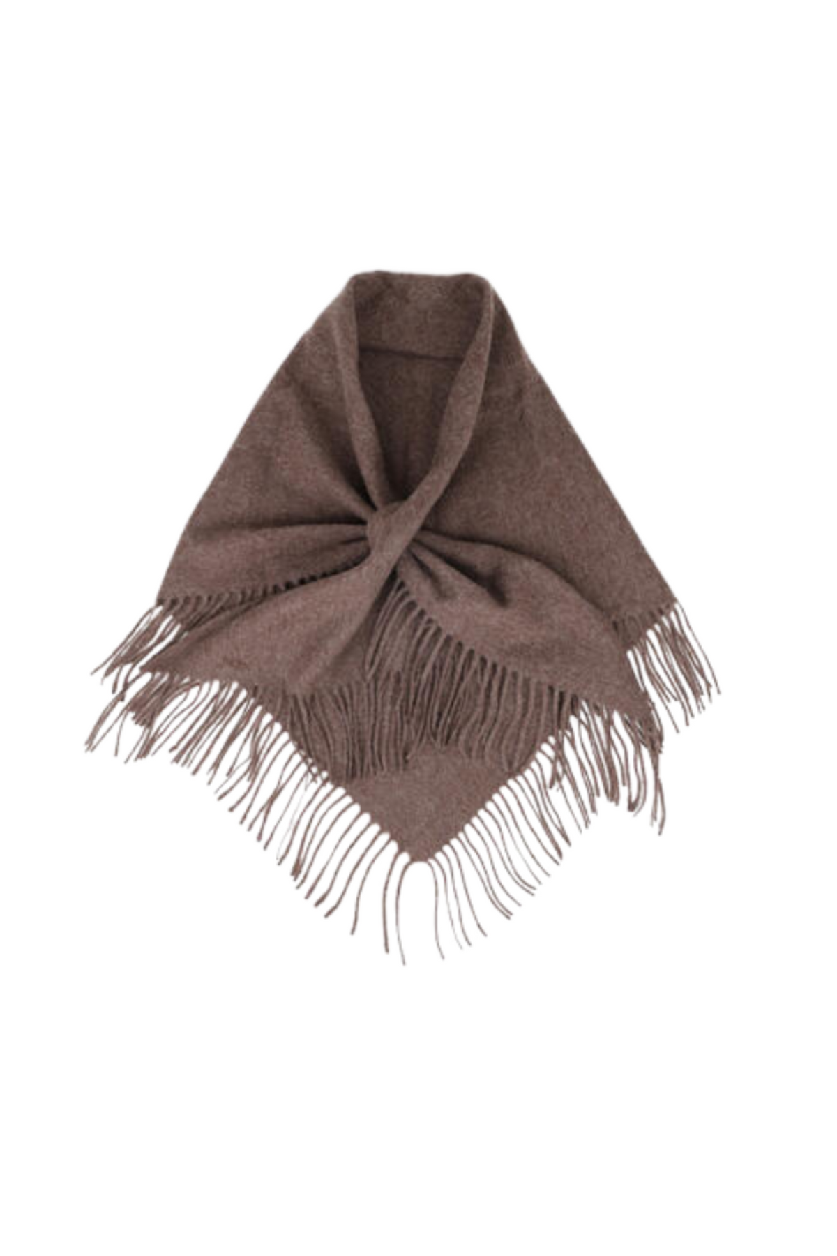 Oda Wool Triangle Fringe Scarf - Lys Brun