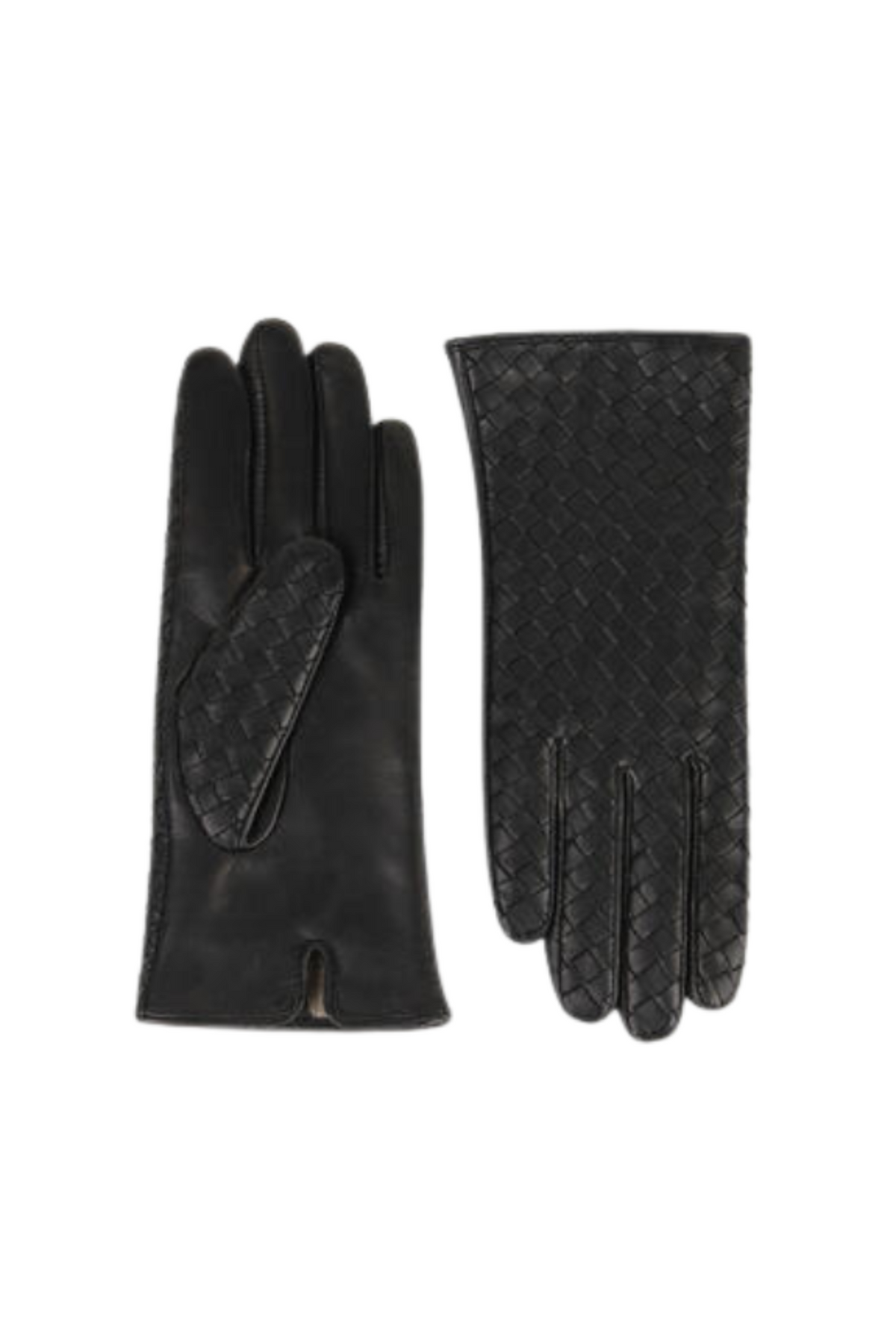Molly Braided Leather Gloves - Sort