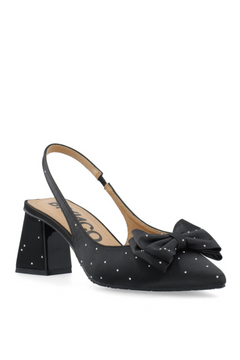 Biamaralyn Slingback Bow Rhinestone Satin - Black