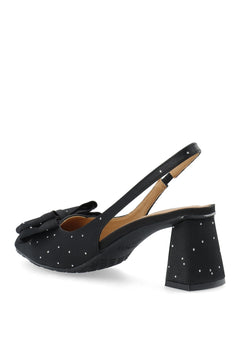 Biamaralyn Slingback Bow Rhinestone Satin - Black