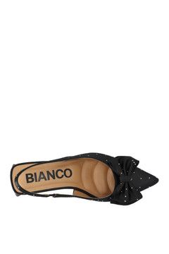 Biamaralyn Slingback Bow Rhinestone Satin - Black