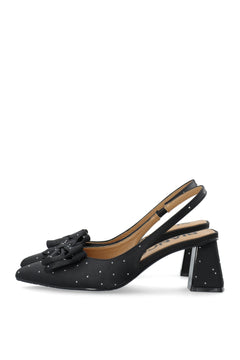 Biamaralyn Slingback Bow Rhinestone Satin - Black