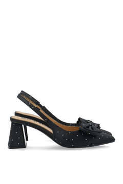 Biamaralyn Slingback Bow Rhinestone Satin - Black