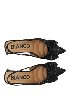 Biamaralyn Slingback Bow Rhinestone Satin - Black