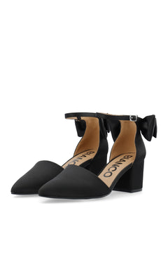 Biadevived Pump Back Bow Satin - Black
