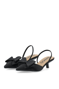 Biakristin Kitten Heel Bow Slingback Satin - Black