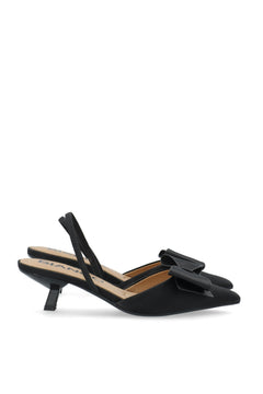 Biakristin Kitten Heel Bow Slingback Satin - Black