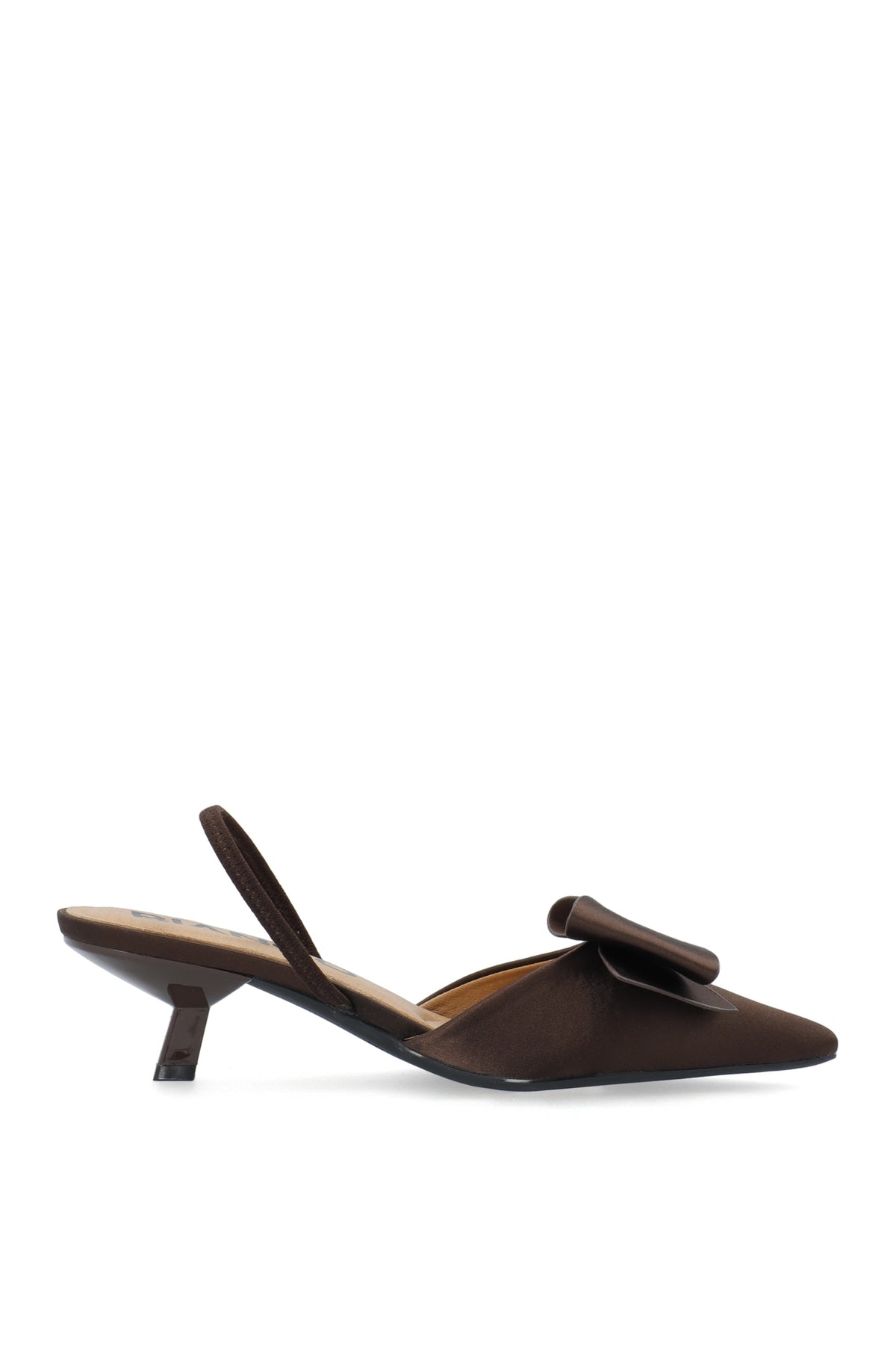 Biakristin Kitten Heel Bow Slingback Satin - Brown