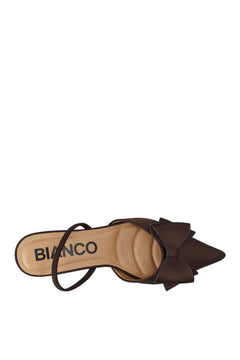 Biakristin Kitten Heel Bow Slingback Satin - Brown
