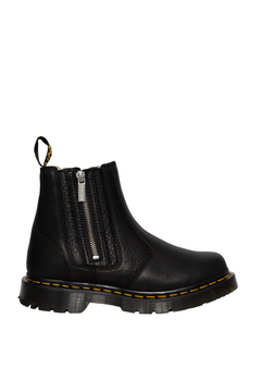 2976 Alyson W Zips Grizzly Leather Chelsea Boots - Black