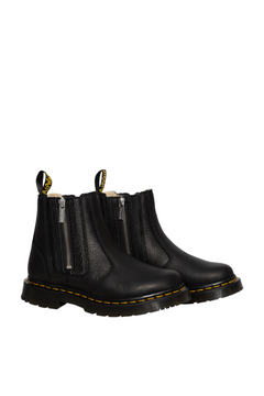 2976 Alyson W Zips Grizzly Leather Chelsea Boots - Black