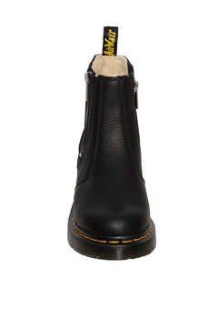 2976 Alyson W Zips Grizzly Leather Chelsea Boots - Black