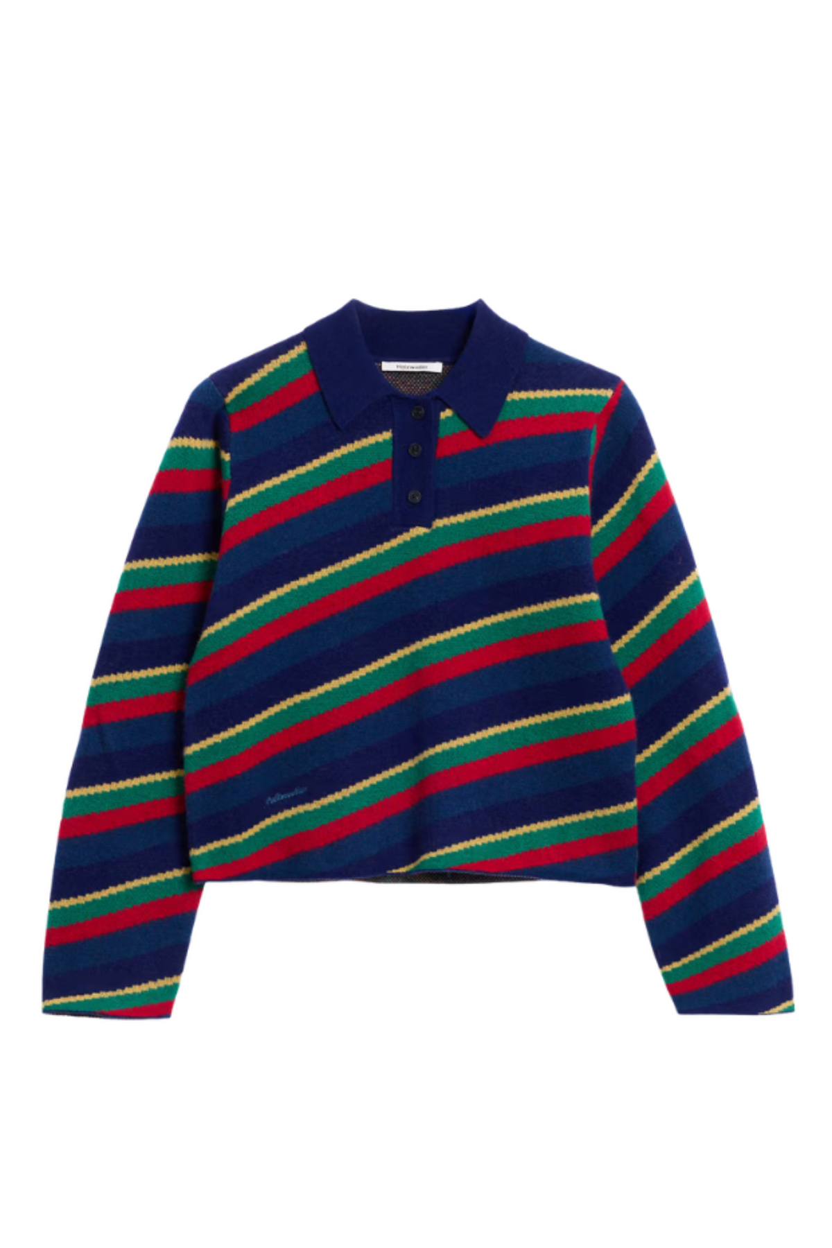 Nova Jacquard Polo Sweater - Red Mix