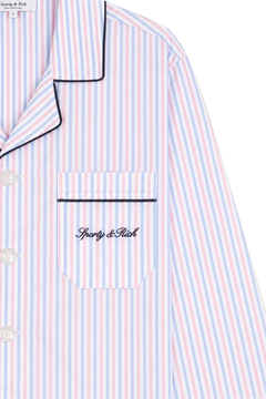 Signature Logo Pyjama Shirt - Blue White Red Striped