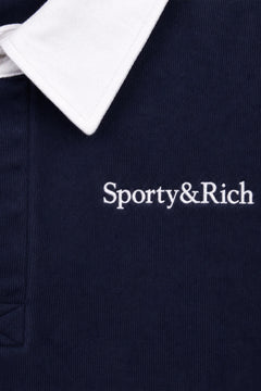 Serif Logo Embroidered Polo - Dark Navy/white